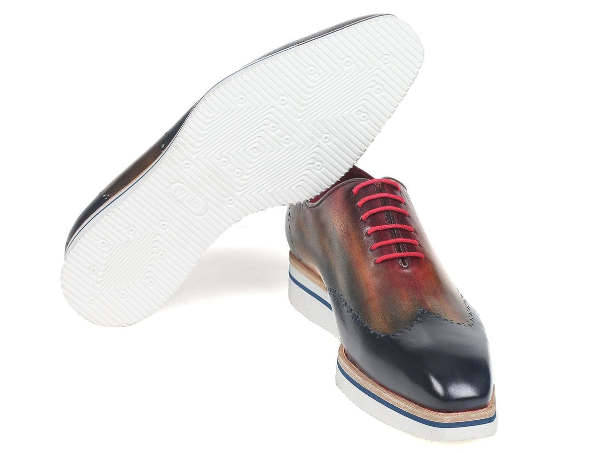 PAUL PARKMAN Paul Parkman Men's Smart Casual Wingtip Oxfords Multi-color (ID#187-MIX-NVY)