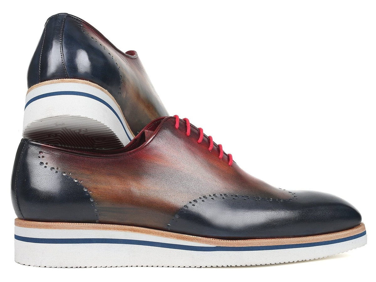 PAUL PARKMAN Paul Parkman Men's Smart Casual Wingtip Oxfords Multi-color (ID#187-MIX-NVY)