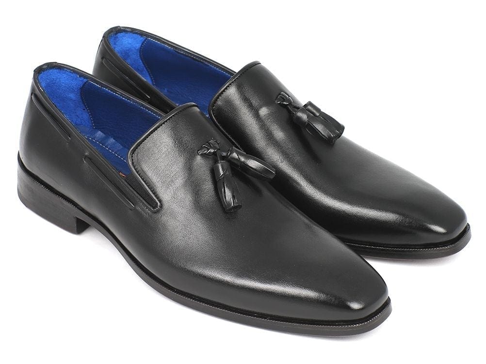 PAUL PARKMAN Paul Parkman Men's Tassel Loafer Black Leather Upper & Leather Sole (ID#5141-BLK)