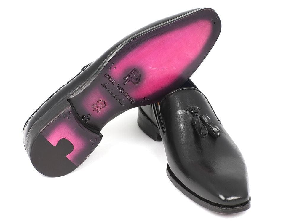 PAUL PARKMAN Paul Parkman Men's Tassel Loafer Black Leather Upper & Leather Sole (ID#5141-BLK)
