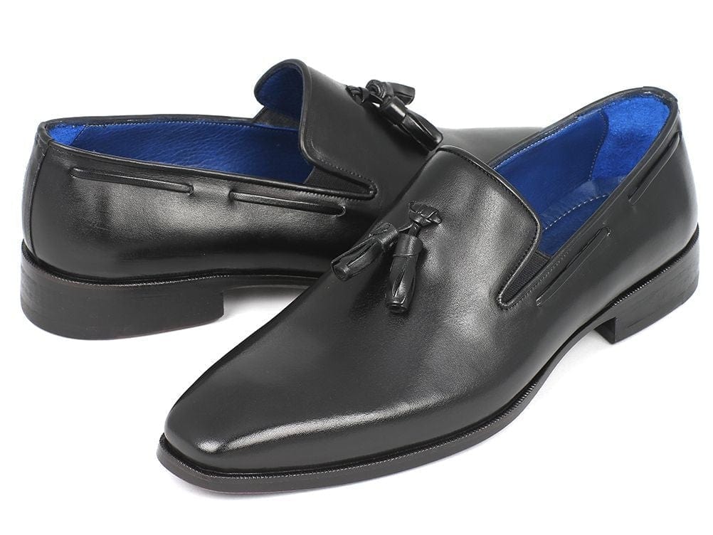 PAUL PARKMAN Paul Parkman Men's Tassel Loafer Black Leather Upper & Leather Sole (ID#5141-BLK)
