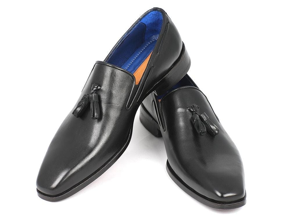 PAUL PARKMAN Paul Parkman Men's Tassel Loafer Black Leather Upper & Leather Sole (ID#5141-BLK)