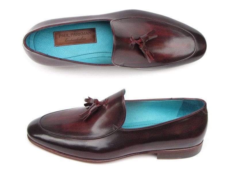 PAUL PARKMAN Paul Parkman Men's Tassel Loafer Black & Purple Shoes (ID#049-BLK-PURP)