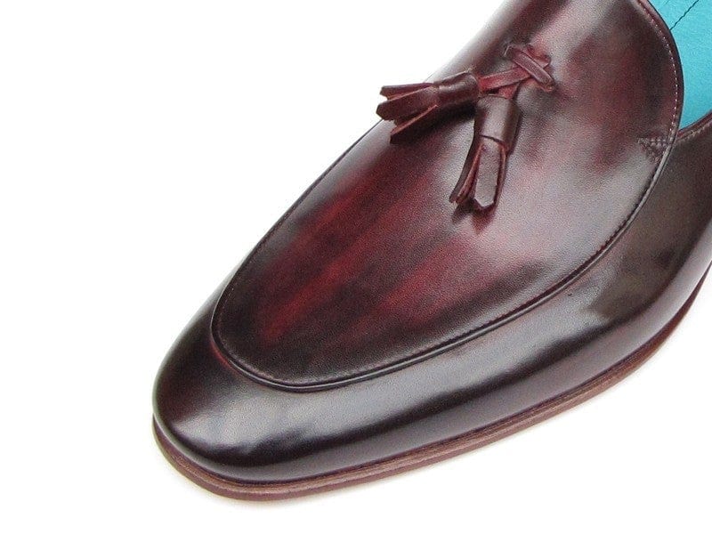 PAUL PARKMAN Paul Parkman Men's Tassel Loafer Black & Purple Shoes (ID#049-BLK-PURP)