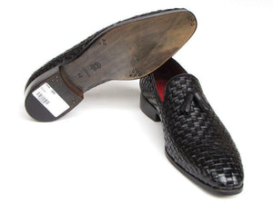 PAUL PARKMAN Paul Parkman Men's Tassel Loafer Black Woven Leather (ID#085-BLK)