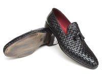 PAUL PARKMAN Paul Parkman Men's Tassel Loafer Black Woven Leather (ID#085-BLK)
