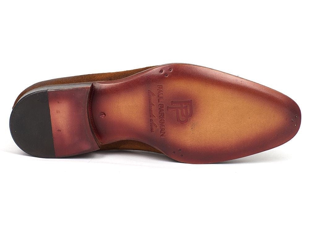 PAUL PARKMAN Paul Parkman Men's Tassel Loafer Brown Antique Suede Shoes (ID#TAB32FG)