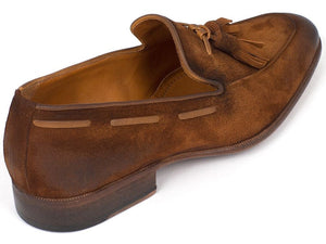 PAUL PARKMAN Paul Parkman Men's Tassel Loafer Brown Antique Suede Shoes (ID#TAB32FG)