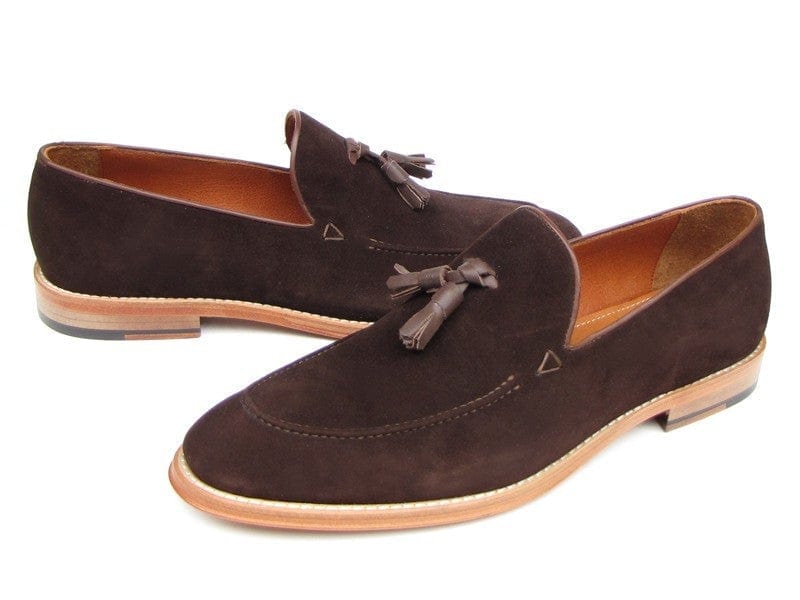 PAUL PARKMAN Paul Parkman Men's Tassel Loafer Brown Suede Shoes (ID#087-BRW)