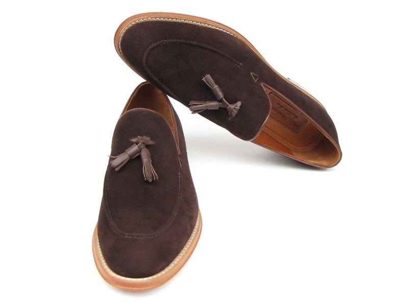 PAUL PARKMAN Paul Parkman Men's Tassel Loafer Brown Suede Shoes (ID#087-BRW)