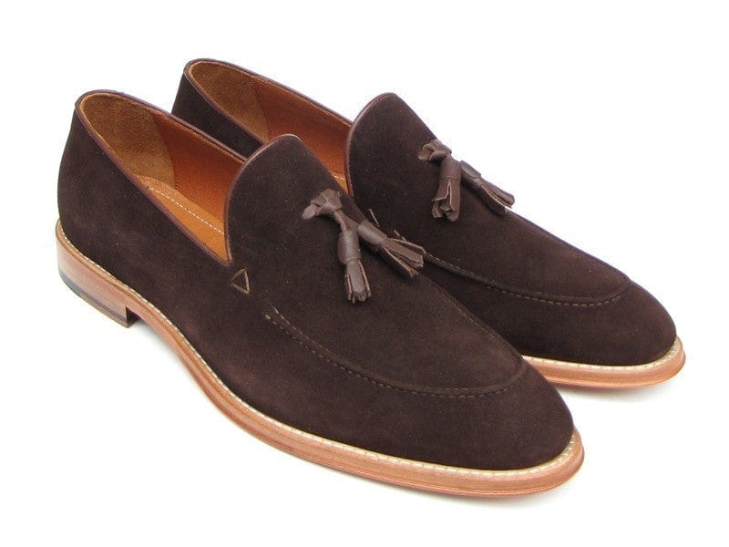 PAUL PARKMAN Paul Parkman Men's Tassel Loafer Brown Suede Shoes (ID#087-BRW)