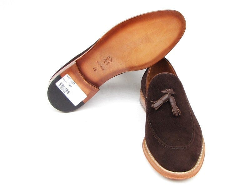 PAUL PARKMAN Paul Parkman Men's Tassel Loafer Brown Suede Shoes (ID#087-BRW)
