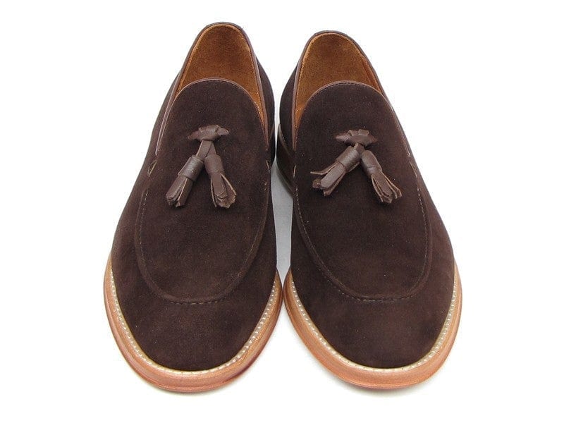PAUL PARKMAN Paul Parkman Men's Tassel Loafer Brown Suede Shoes (ID#087-BRW)