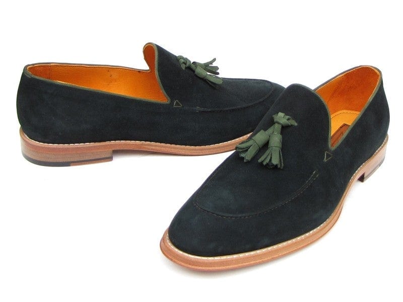 PAUL PARKMAN Paul Parkman Men's Tassel Loafer Green Suede Shoes (ID#087-GREEN)