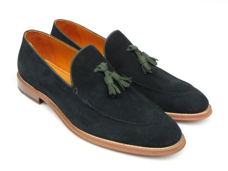 PAUL PARKMAN Paul Parkman Men's Tassel Loafer Green Suede Shoes (ID#087-GREEN)