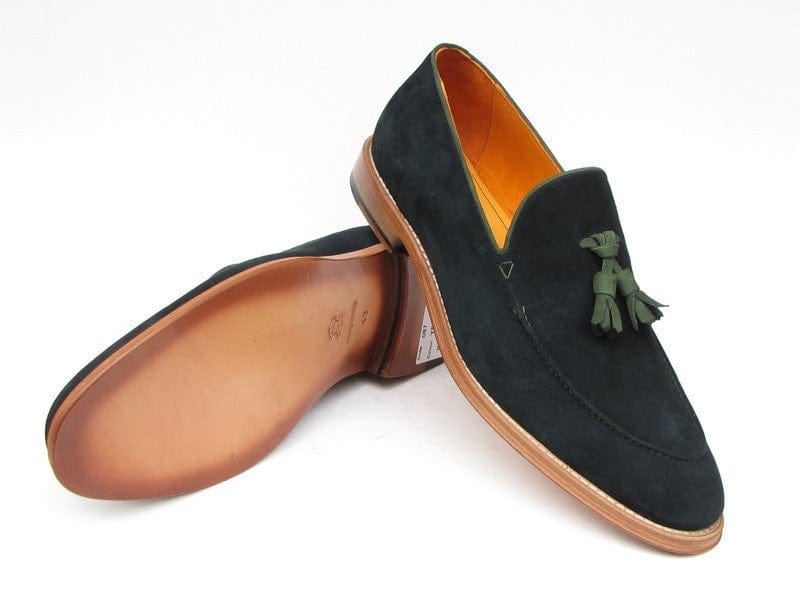 PAUL PARKMAN Paul Parkman Men's Tassel Loafer Green Suede Shoes (ID#087-GREEN)
