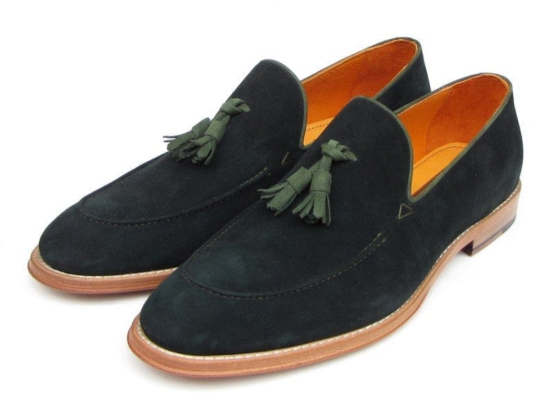 PAUL PARKMAN Paul Parkman Men's Tassel Loafer Green Suede Shoes (ID#087-GREEN)