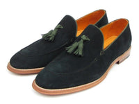 PAUL PARKMAN Paul Parkman Men's Tassel Loafer Green Suede Shoes (ID#087-GREEN)