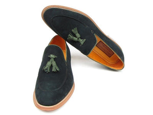 PAUL PARKMAN Paul Parkman Men's Tassel Loafer Green Suede Shoes (ID#087-GREEN)