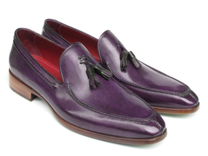 PAUL PARKMAN Paul Parkman Men's Tassel Loafer Purple Hand Painted Leather (ID#083-PURP)