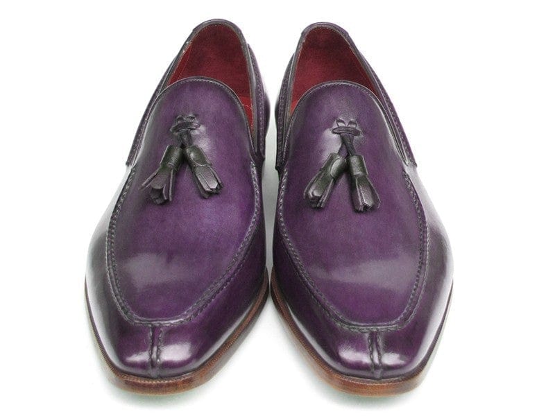 PAUL PARKMAN Paul Parkman Men's Tassel Loafer Purple Hand Painted Leather (ID#083-PURP)