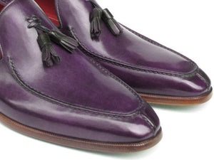 PAUL PARKMAN Paul Parkman Men's Tassel Loafer Purple Hand Painted Leather (ID#083-PURP)
