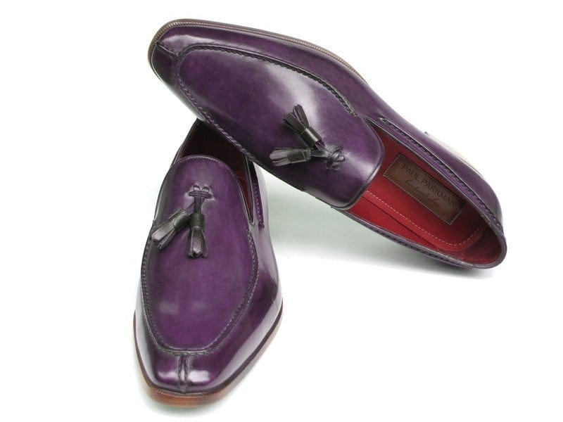 PAUL PARKMAN Paul Parkman Men's Tassel Loafer Purple Hand Painted Leather (ID#083-PURP)