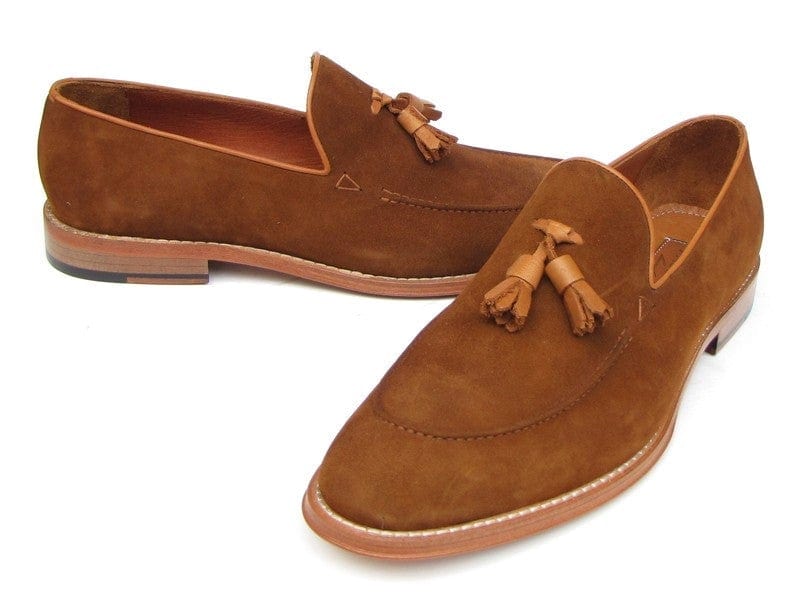 PAUL PARKMAN Paul Parkman Men's Tassel Loafer Tobacco Suede Shoes (ID#087-TAB)