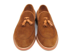PAUL PARKMAN Paul Parkman Men's Tassel Loafer Tobacco Suede Shoes (ID#087-TAB)