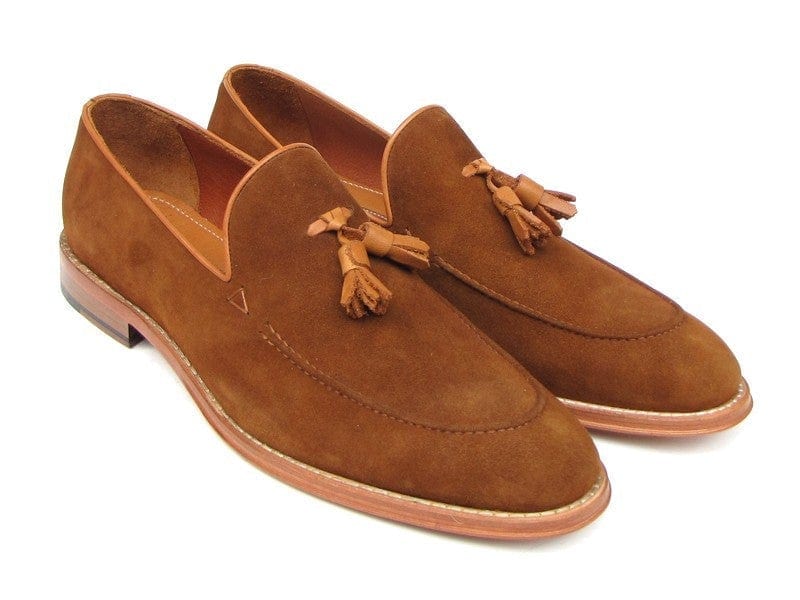 PAUL PARKMAN Paul Parkman Men's Tassel Loafer Tobacco Suede Shoes (ID#087-TAB)