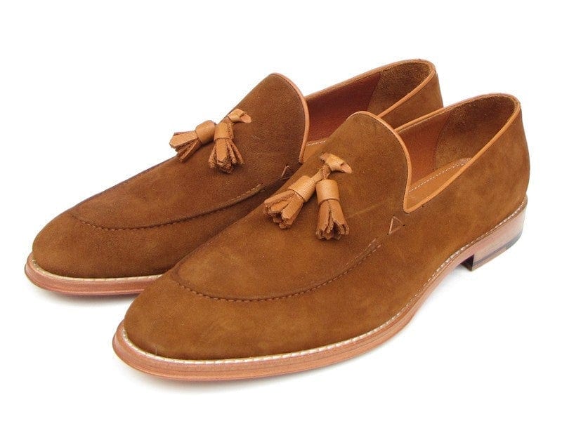 PAUL PARKMAN Paul Parkman Men's Tassel Loafer Tobacco Suede Shoes (ID#087-TAB)