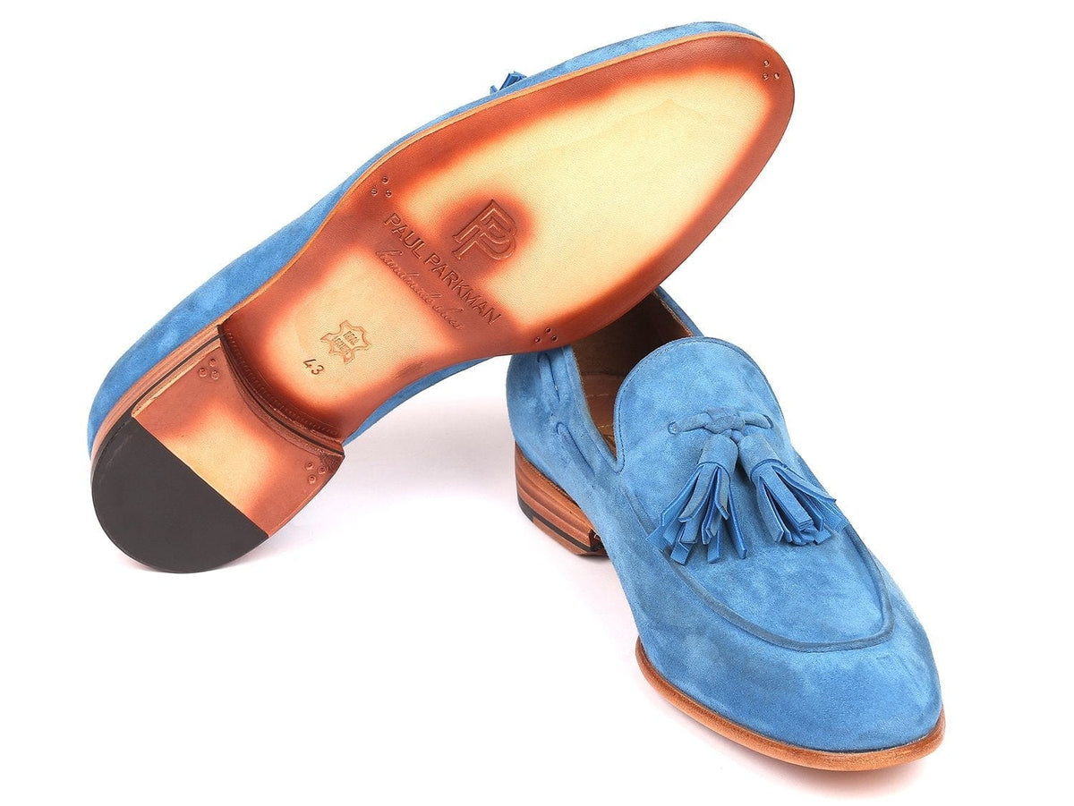 PAUL PARKMAN Paul Parkman Men's Tassel Loafers Blue Suede (ID#BLU32FG)
