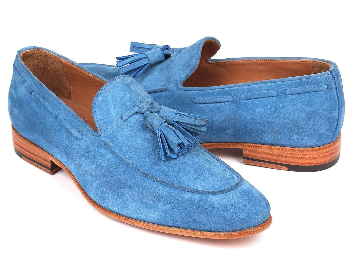 PAUL PARKMAN Paul Parkman Men's Tassel Loafers Blue Suede (ID#BLU32FG)