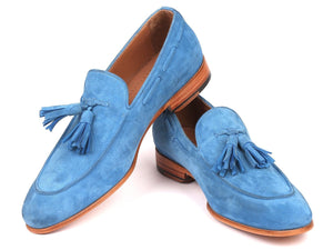 PAUL PARKMAN Paul Parkman Men's Tassel Loafers Blue Suede (ID#BLU32FG)