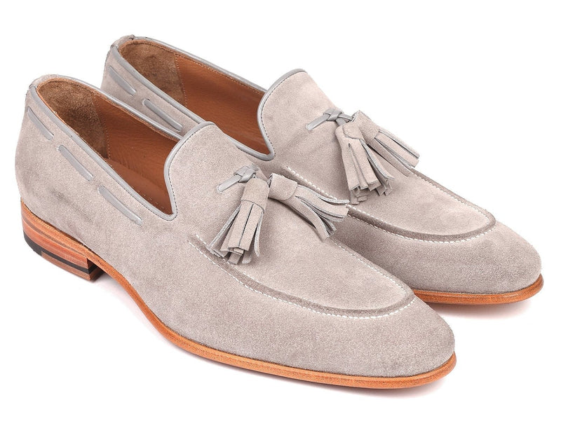 PAUL PARKMAN Paul Parkman Men's Tassel Loafers Grey Suede (ID#GRY32FG)