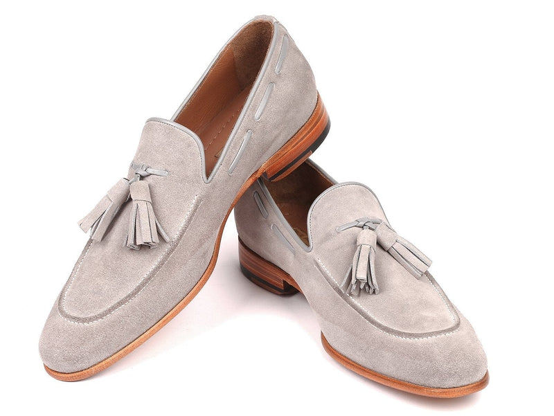 PAUL PARKMAN Paul Parkman Men's Tassel Loafers Grey Suede (ID#GRY32FG)