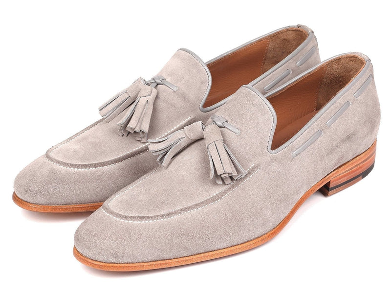 PAUL PARKMAN Paul Parkman Men's Tassel Loafers Grey Suede (ID#GRY32FG)