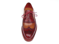 PAUL PARKMAN Paul Parkman Men's Triple Leather Sole Wingtip Brogues Bordeaux & Camel (ID#027-TRP-CMLBRD)