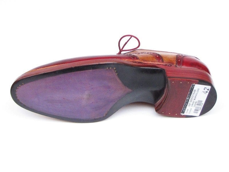 PAUL PARKMAN Paul Parkman Men's Triple Leather Sole Wingtip Brogues Bordeaux & Camel (ID#027-TRP-CMLBRD)