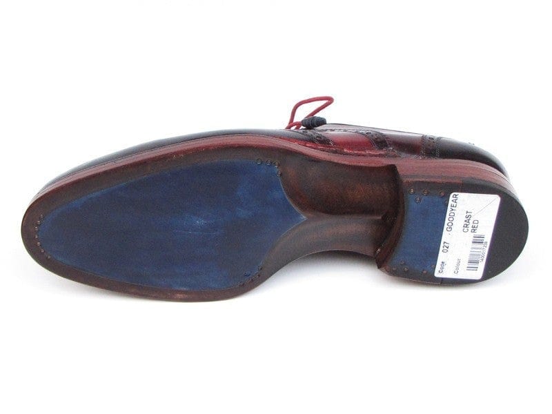 PAUL PARKMAN Paul Parkman Men's Triple Leather Sole Wingtip Brogues Navy & Red (ID#027-TRP-NVYBRD)