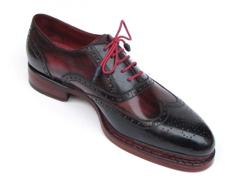 PAUL PARKMAN Paul Parkman Men's Triple Leather Sole Wingtip Brogues Navy & Red (ID#027-TRP-NVYBRD)