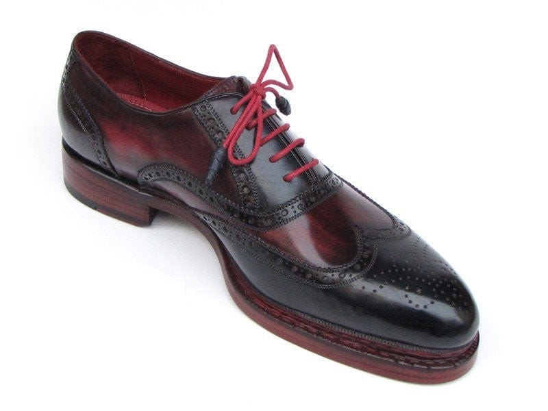 PAUL PARKMAN Paul Parkman Men's Triple Leather Sole Wingtip Brogues Navy & Red (ID#027-TRP-NVYBRD)