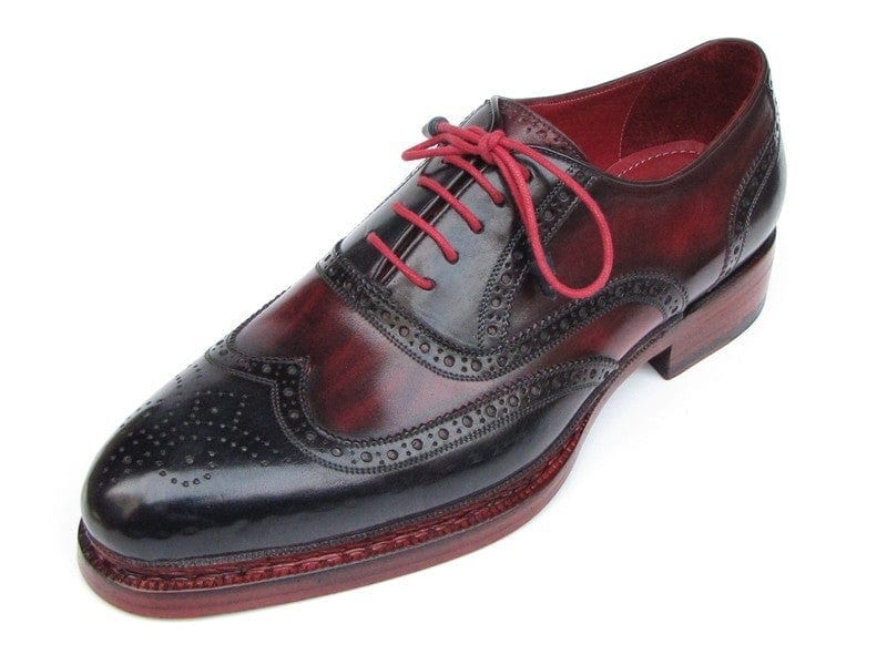 PAUL PARKMAN Paul Parkman Men's Triple Leather Sole Wingtip Brogues Navy & Red (ID#027-TRP-NVYBRD)