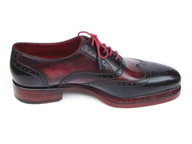 PAUL PARKMAN Paul Parkman Men's Triple Leather Sole Wingtip Brogues Navy & Red (ID#027-TRP-NVYBRD)