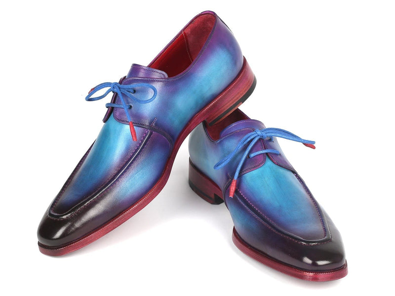 PAUL PARKMAN Paul Parkman Men's Turquoise & Purple Apron Derby Shoes (ID#23SX84)