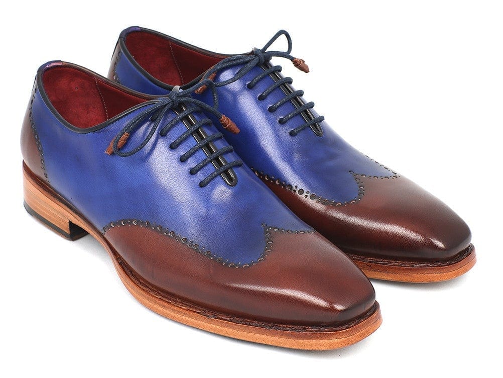 PAUL PARKMAN Paul Parkman Men's Wingtip Oxford Goodyear Welted Blue & Brown (ID#81BLU57)