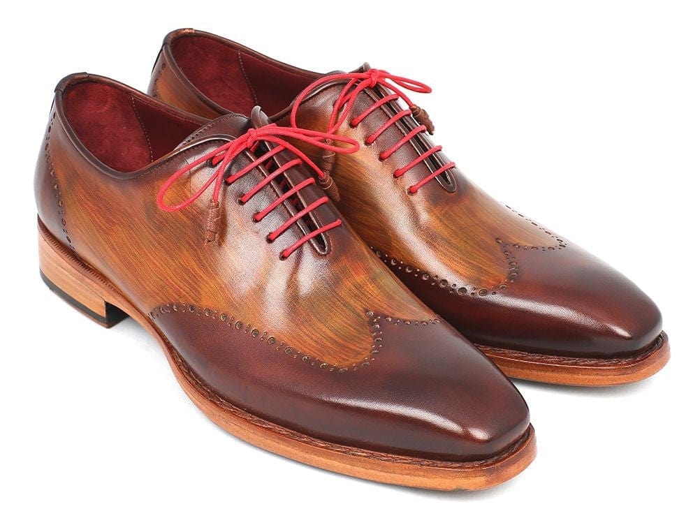 PAUL PARKMAN Paul Parkman Men's Wingtip Oxford Goodyear Welted Brown & Camel (ID#81BRW74)