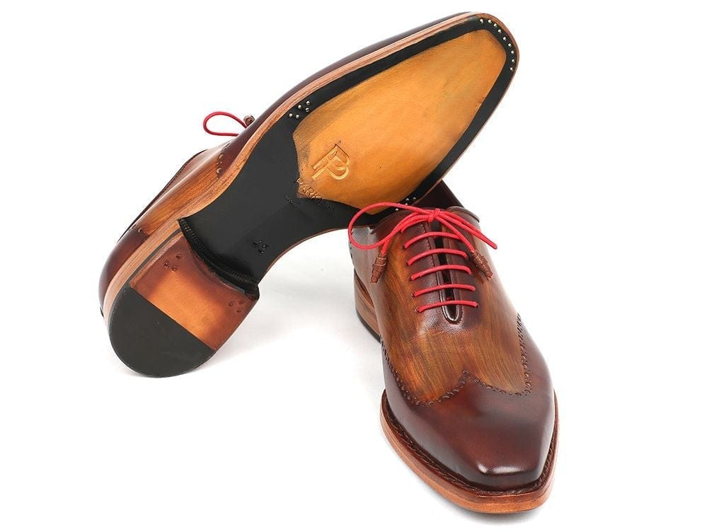 PAUL PARKMAN Paul Parkman Men's Wingtip Oxford Goodyear Welted Brown & Camel (ID#81BRW74)