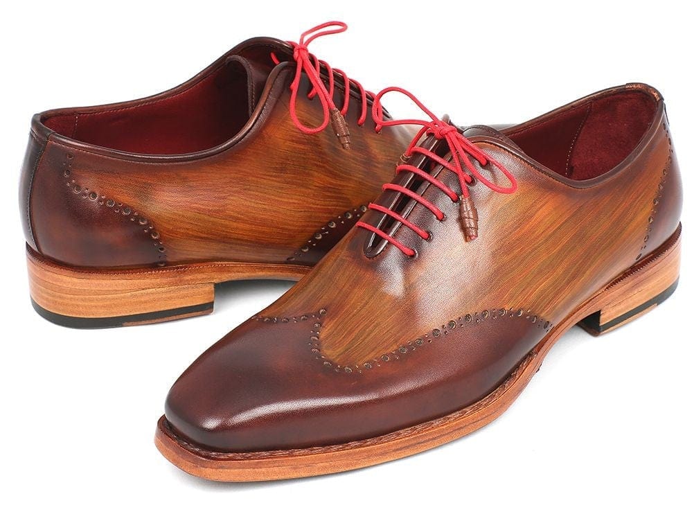 PAUL PARKMAN Paul Parkman Men's Wingtip Oxford Goodyear Welted Brown & Camel (ID#81BRW74)