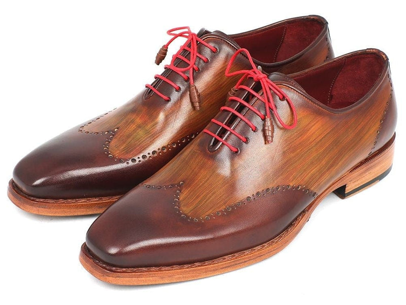 PAUL PARKMAN Paul Parkman Men's Wingtip Oxford Goodyear Welted Brown & Camel (ID#81BRW74)